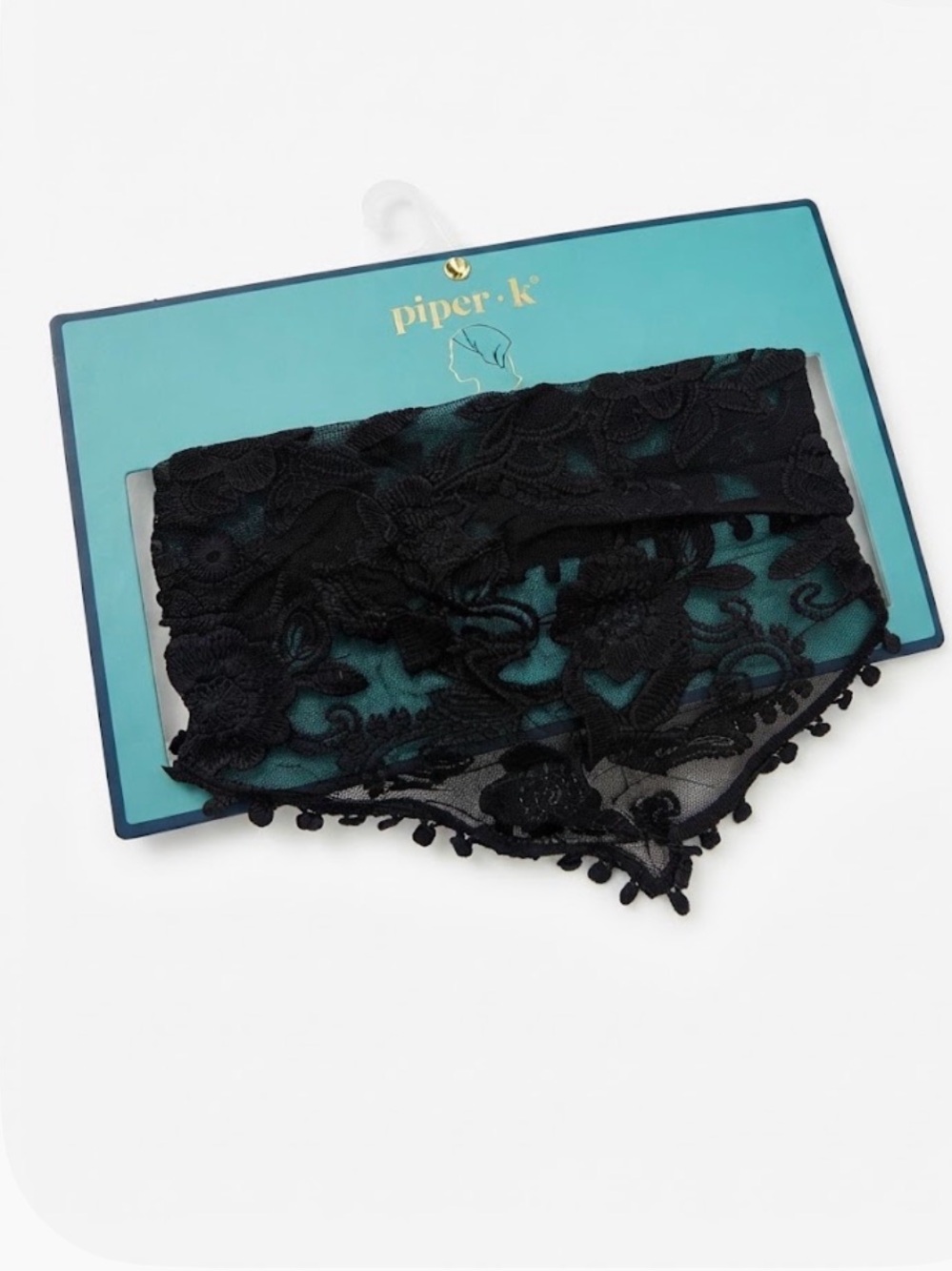 NWT ⚜️🖤⚜️ Piper K Black Lace Head Scarf Bandana Head Wrap